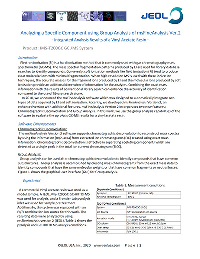 Analyzing a Specific Component using Group Analysis of msFineAnalysis Ver. 2 - MSTips 303